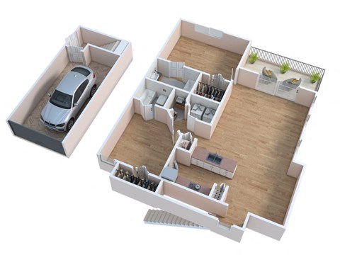 Floor plan for 2 beds, 2 baths, 1313 sqft